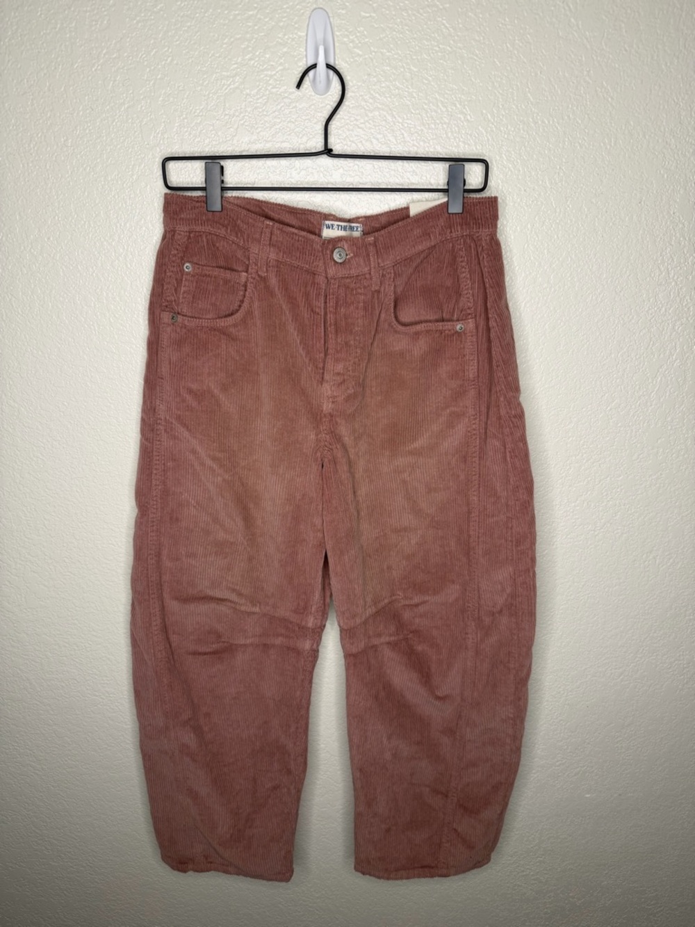 We The Free Good Luck Mid Rise Barrel Rose Corduroy Size 26 NWT